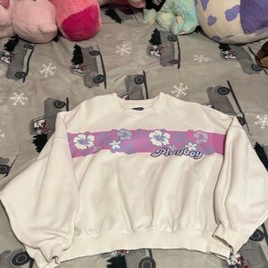 Playboy Cream and Pink Floral Crewneck
